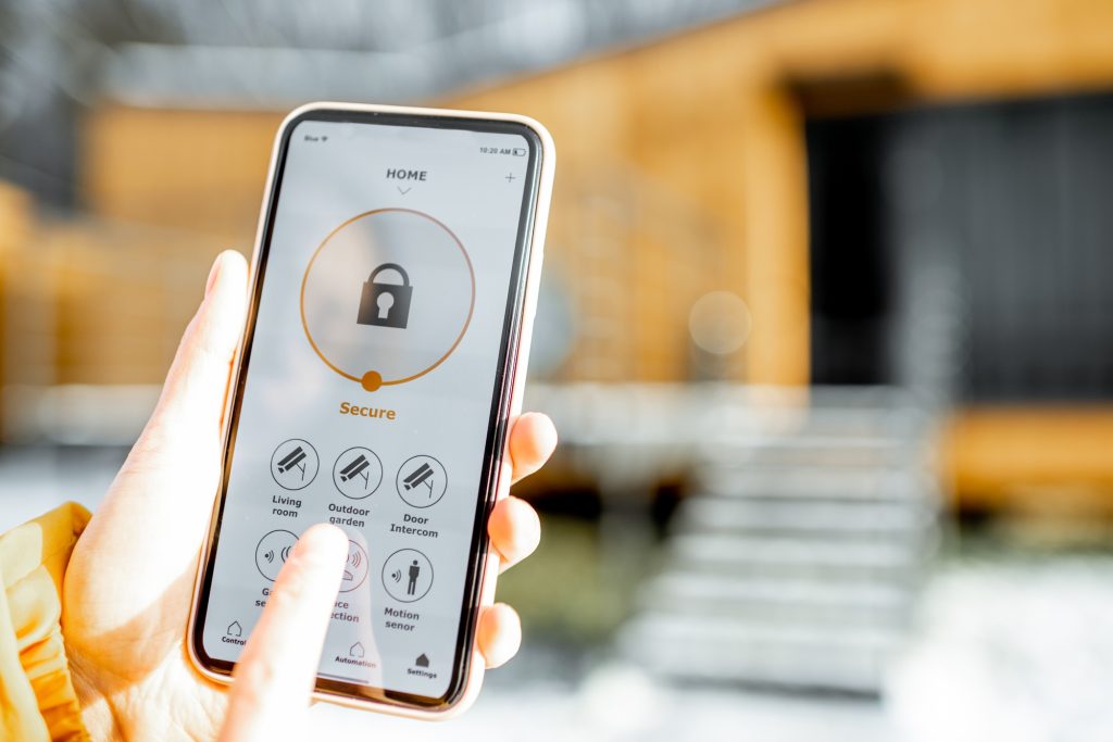 Image of Home Watch Security services phone application that can controls your home security from a mobile device. Home Watch trains their clients how to use our comprehensive system.